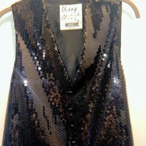 RARE CHEAP AND CHIC BY MOSCHINO SEQUINED VEST WITH SATIN BACK FROM 80s